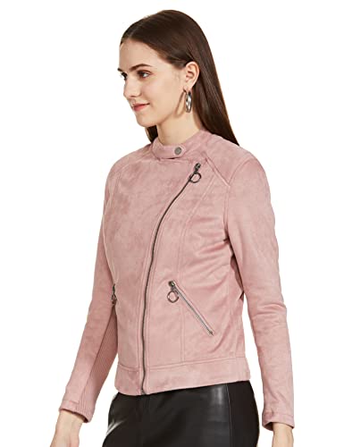 Image of Max Polyester Women Solid Full Sleeves Biker Standard Length Jacket