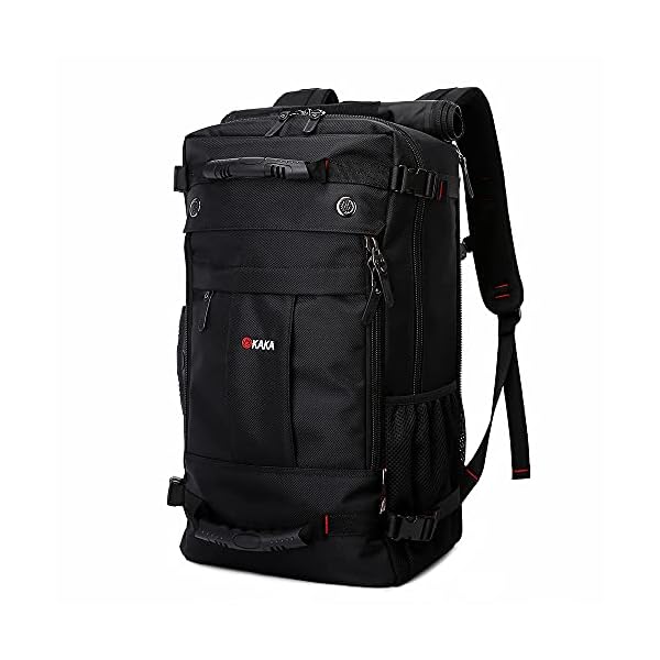 KAKA Travel Backpack,Carry-On Bag Water Resistant Flight Approved Weekender duffle backpack Rucksack Daypack for Men Women (Black upgrade)