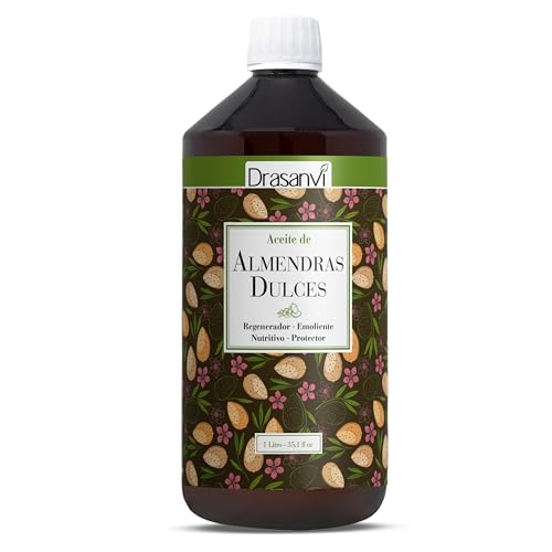 DRASANVI ACEITE DE ALMENDRAS DULCES - Especialmente nutritivo e hidratante - Ayuda a reducir arrugas y estrías - Indicado para todo tipo de pieles - VEGANO - 1l