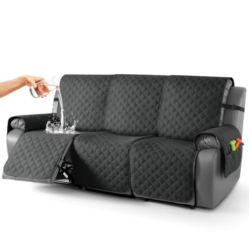 Image of TAOCOCO 100% Waterproof Recliner Sofa Covers Reversible, Charcoal Gray