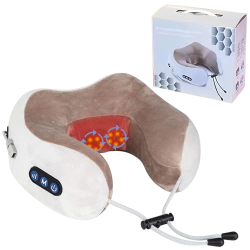 Masajeador de cuello, masajeador eléctrico de cuello con 3 cabezales de masaje y 3 modos, equipado con tejido muscular recargable e inalámbrico para aliviar el dolor, aliviar la fatiga, el mejor