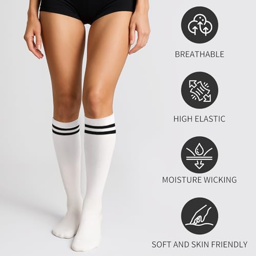 FGZ Girls Unisex Knee High Socks Seamless Cotton School Uniform Dress Socks,3 Pairs4