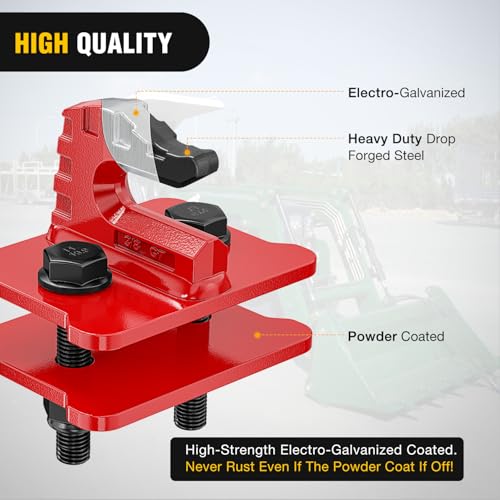 Image of Nilight 2PCS Tractor Bucket Grab Hook 3 /8'' Heavy Duty Drop Forged Steel Bolt On Zinc-Coated Cast Tow Max 15000 LBS Red