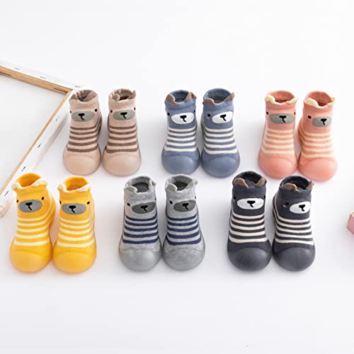 Toddler Knit Floor Shoes Kids Quick ??? Wool Cute Cat Stripe Socks Shoes Baby Solid Non Slip House Slipper4