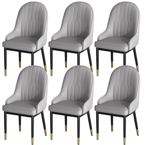 Image of Dream Furnishing - Set of 6 Dinning Chairs Elegant & Luxury Looks Strong Metal Frame Legs for Home Cafe Office Hotel (Grey Set of 6)