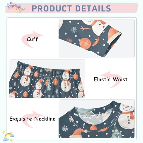 Fustylead Christmas Snowman and Tree Snowflakes Decoration Cotton Pajamas, Snug Fit Long Sleeve Soft Sleepwear Pjs4