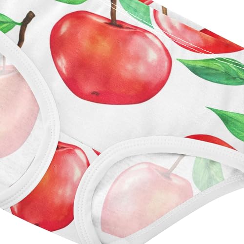 Cotton Girls Underwear Toddler Watercolor Red Apples White Cute Panties Girl Pattern Briefs Girls Undies 2t4