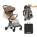 Lightweight Baby Strollers for Airplane, Ultra-Compact Travel Stroller, Light & Strong Portable Toddler Stroller with Carbon Fiber Frame and UPF 50+ Waterproof Fabric, Only 9.9 lbs, Brown