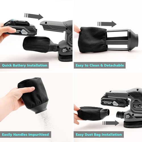 BLUEMARS 20V Cordless Mouse Sander, Mini Handheld Sander for Wood,Drywall,Floor, 20Pcs Sandpapers, 12000 RPM Detail Sanders with Dust Collection Bag, 2.0AH Battery and Charger Included 7 BLUEMARS 20V Cordless Mouse Sander, Mini Handheld Sander for Wood,Drywall,Floor, 20Pcs Sandpapers, 12000 RPM Detail Sanders with Dust Collection Bag, 2.0AH Battery and Charger Included - Image 7