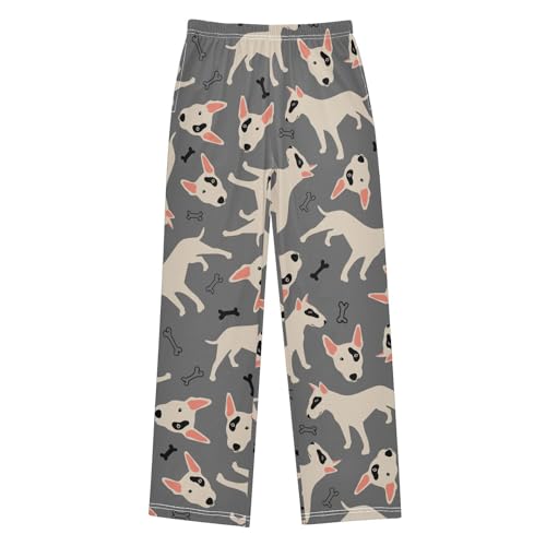 Boys' Pants Grey Cute Dog Long Bottoms Jogger Pants Elastic Waist Trousers with Pockets S-XL