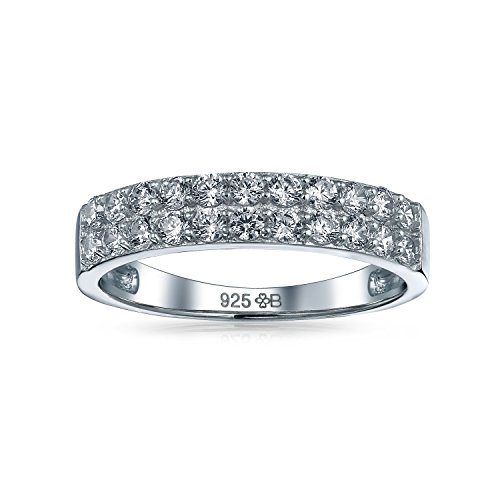 Bling Jewelry AAA Cubic Zirconia LGBTQ Colorful Rainbow Tiny Round Multi Color CZ Half Eternity Ring Anniversary Thin Wedding Band For Women .925 Sterling Silver 1MM Stackable Rings3