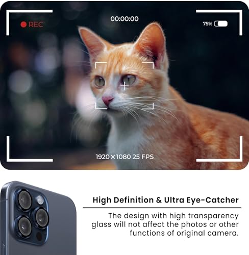 Image of ArmourPro Premium Camera Lens Protector Tempered Glass Compatible For iPhone 15 Pro max and iPhone 15 Pro Tough HD Individual Aluminum Alloy Lens Ring Cover, Scratch Resistant | Blue