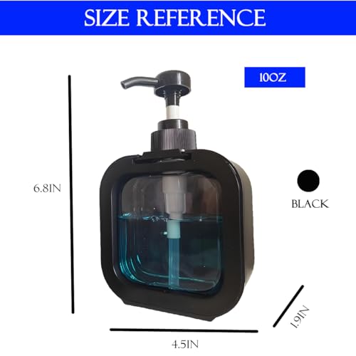 Image of Hand Soap Dispenser Bathroom, Shower Soap Dispenser Wall Mounted, Dish Dispenser for Kitchen, Shampoo and Conditioner Dispenser with Pump and Labels (Black)