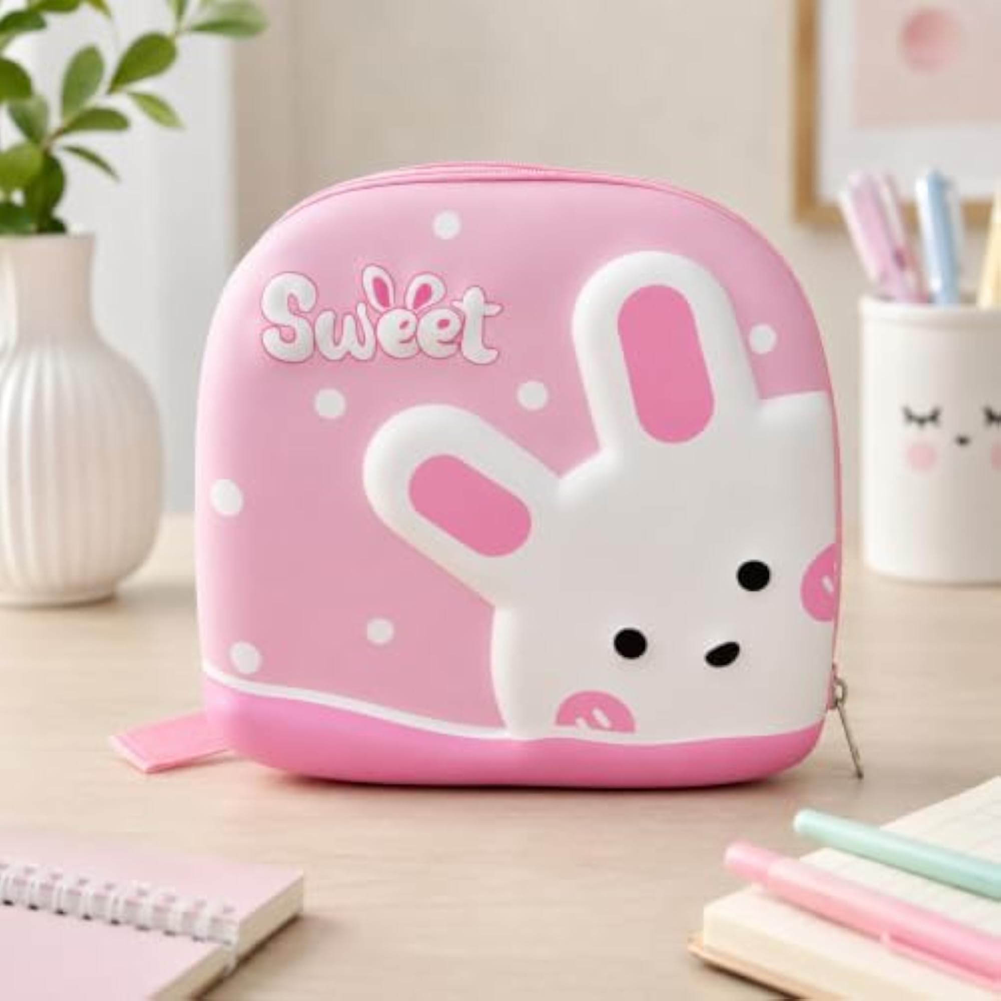 Women's Cute Bunny Printed Cosmetic Pouch, Pink