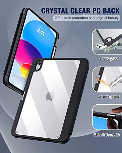 Image of ProElite Case Cover for Apple iPad (A16) 11th /10th Generation (2025 /2022), Transparent case Cover with Pencil Holder for iPad 11th /10th Gen 2025 /2022, Black