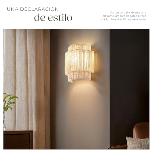 Aplique de pared boho de yute natural tectake con estructura metalica reforzada 3
