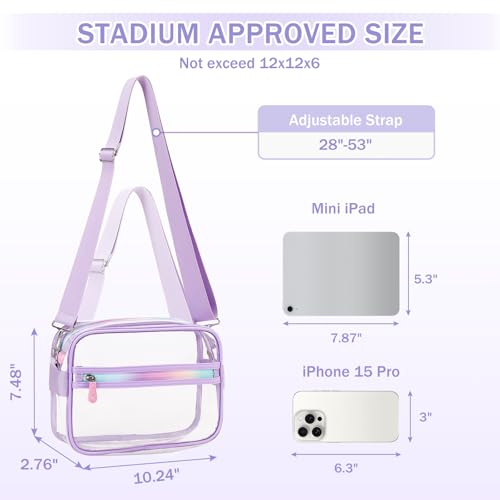Clear Bag for Stadium Events Transparent Crossbody Bag Purse Adjustable Strap Shoulder Bags3