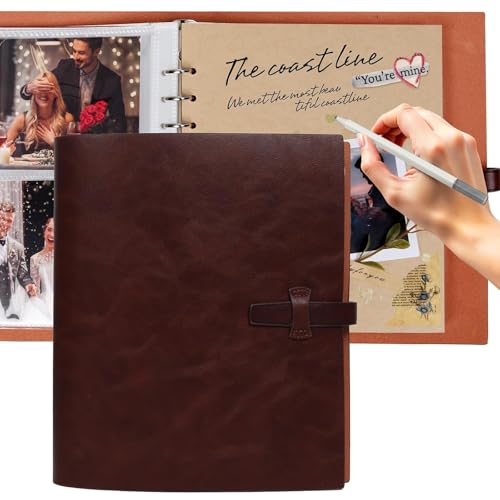 RECUTMS Photo Album 4x6 with Writing Space, Leather Cover Picture Album Holds 200 Photos, Scrapbook Memory Book for Family, Wedding, Travel,...