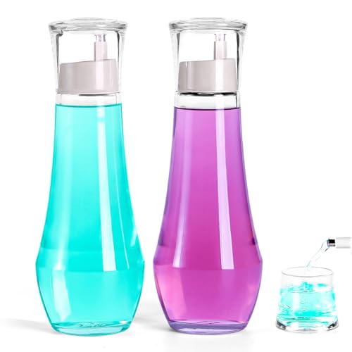ZOBONETI Mouthwash Dispenser For Bathroom, Glass Mouth Wash Dispensers With Cup, Mouthwash Container Bottle Holder For Adults/Kid, 8.8 OZ, Set Of 2