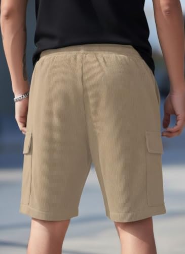 Image of SMOWKLY Authentics Classic Men's Polycotton Ribbed Cargo Stretch Shorts |Half Pant with Drawstring & 4 Pockets | Lightweight & Quick Dry | Men Shorts Casual |Summer Shorts Pant for Men