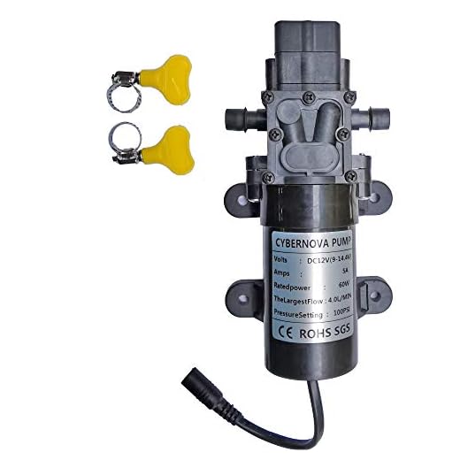 CYBERNOVA DC12V 100 PSI 4 L/m Bomba de arranque automático con diafragma de alta presión con interruptor de presión para caravana, barco, caravana, caravana, jardín (con interfaz DC hembra)