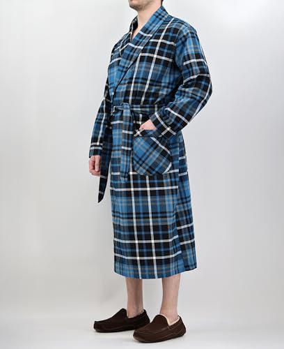 Image of Andrew Scott Mens 2 Pack Long Sleep -Sauna Robe / 100% Cotton Flannel Brush Warm Bathrobe