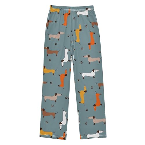 Boys' Pants Cute Dachshund Dog Paw Long Bottoms Jogger Pants Elastic Waist Trousers with Pockets S-XL