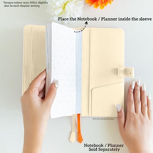 Image of NEORAH- PETITE Notebook SLEEVE with SNAP Button -[SLEEVE ONLY]|Vegan Leather|Office Diary Holder with Penloop|2 Front & 1 Back Pocket|4 Card Slots|2 BookMarks -Fits any PETITE Softcover - AFTERGLOW
