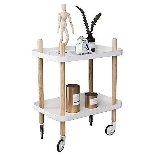Sofa Side Table with Wheels, Metal Tray End Table Living Room Bedroom, 2-Tier
