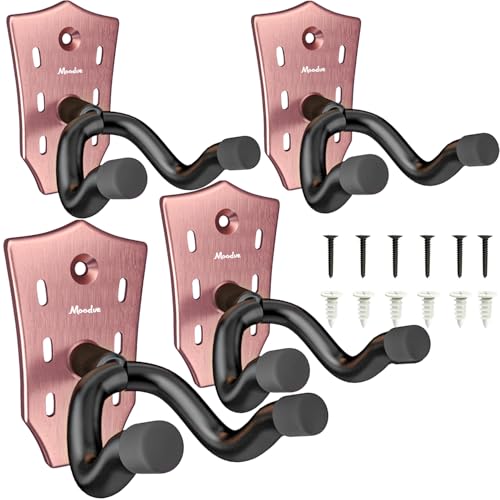 Moodve Guitar Wall Mount 4-Pack, Black Guitar Hanger, Metal Guitar Wall Hanger, Guitar Holder Stand...