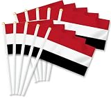 25 PCS Yemen Handheld Small Flag, Yemeni Hand held Mini Decor Decoration Banner