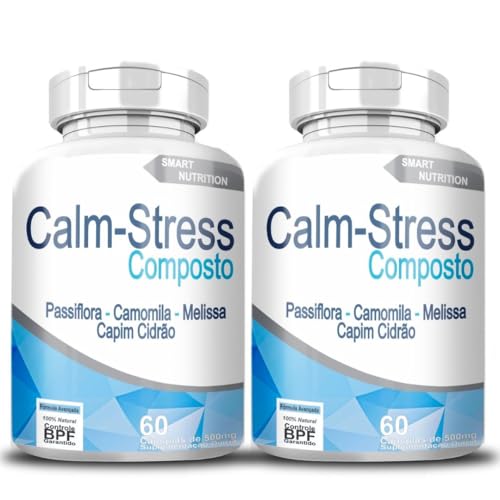 Calm-Stress Composto Natural, 120 Cápsulas de 500mg, Suplemento c...