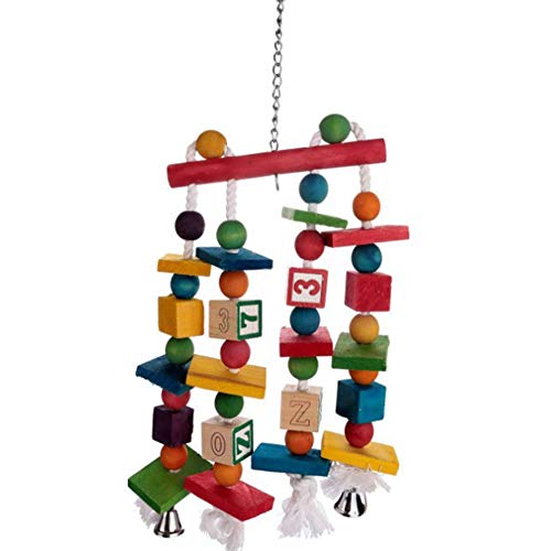 strimusimak Pet Parrot Swing Play Blocks Toy Chewing Bite Hanging Cage Decor Stand Holder for Birds Supplies Multicolor