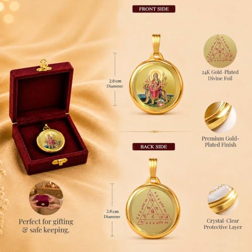 Image of DIVINITI 24K Gold Plated Double-Sided Religious Pendant with Premium Gift Box, Spiritual Locket for Men & Women, Devotional Jewellery for Gifting & Everyday Wear