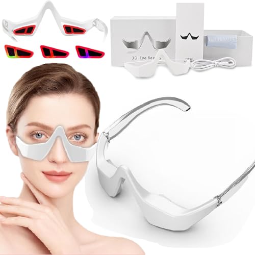 Under Eye Device, Advanced Under Eye Renewal Therapy Glasses, 3D Eye Beauty Device, Three-color, Three-speed Control (white)
