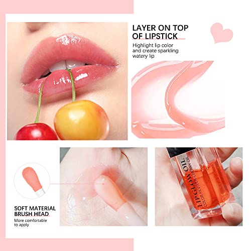 Mxnslwa Plumping Lip Oil, Long Lasting Hydrating Lip Gloss Tinted Lip Balm Non-Sticky Revitalizing, Tinting Lip Care Oil For Dry Lip (Pink) #TOP2