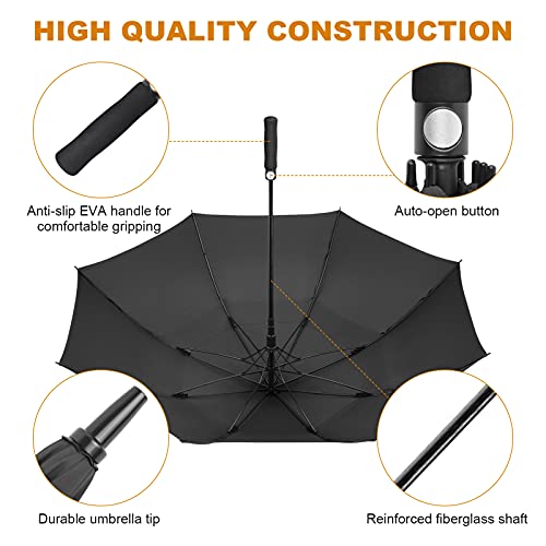 Obemisk Extra Large Golf Umbrella，62/68 Inch Double Canopy Vented Windproof Waterproof Umbrella，Automatic Open Golf Umbrella For 2-3 Men #TOP4