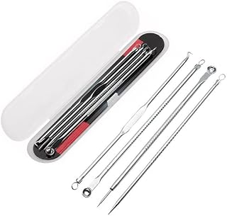 Premium Blackhead Tool Kit, Stainless Steel Acne Needles Double Side Spot Squeezer Tool, Pimple Popper Tool Kit, Whitehead Removal (Silver)
