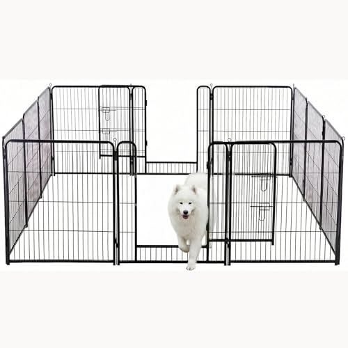 Image of NEWBULIG Dog Playpen Indoor 32 Inch 12 Panels, Metal Outdoor Dog Fence Pen | Heavy Duty Metal Exercise Pen, Foldable Portable, RV Camping, Yard Garden, Small Medium Dogs Pet Pen
