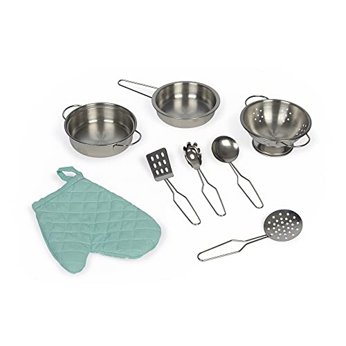 Janod - Holz Kinderspielküche ‘Reverso’ - Doppelseitige Spielküche - Holzküche für Kinder - Kinderküche mit Licht und Sound - Mit 7 Zubehörteilen - Ab 3 Jahren, J06594, Blau – Bild 6