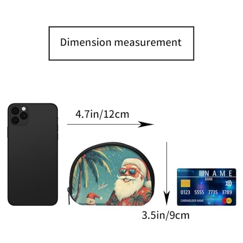 Portable Coin Purse Tropical-Christmas-Santa Mini Zippered Money Pouch Card Holder2