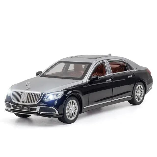 Image of 1:24 Scale Big Mercedes Maybach S600 Toy Car | Metal Pullback Diecast Car for Kids with Openable Doors, Sound, Light Effects Toy for Car Enthusiasts (Color As Per Available),black