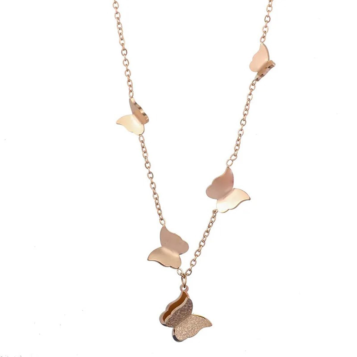jewels galaxy Stainless Steel Rose Gold Plated Butterfly themed Contemporary Pendant (CT-PS-48065)-picture-48
