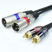 Dual RCA Male to Dual XLR Male Cable Adapter, 3.3 Feet Unbalanced L/R RCA to XLR Phono Plug Cable, Left and Right Tape Out Cord, for Mixer, Studio Monitor, Stereo HiFi Subwoofer Speaker