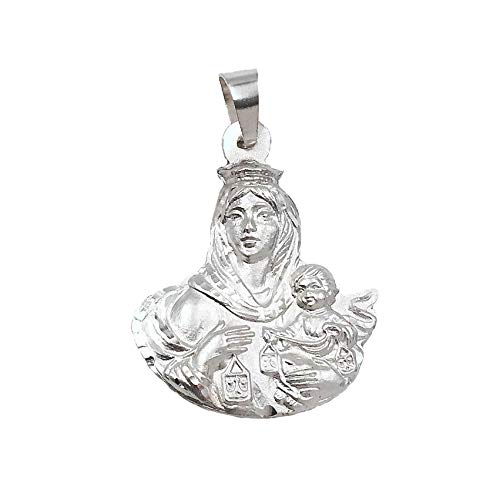 Medalla Religiosa  Virgen del Carmen Silueta 33x30 mm. Plata de Ley 925 milésimas.