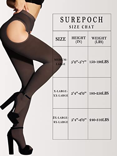Image of SUREPOCH Suspender Tights for Women Plus Size Garter Belt White Control Top Pantyhose
