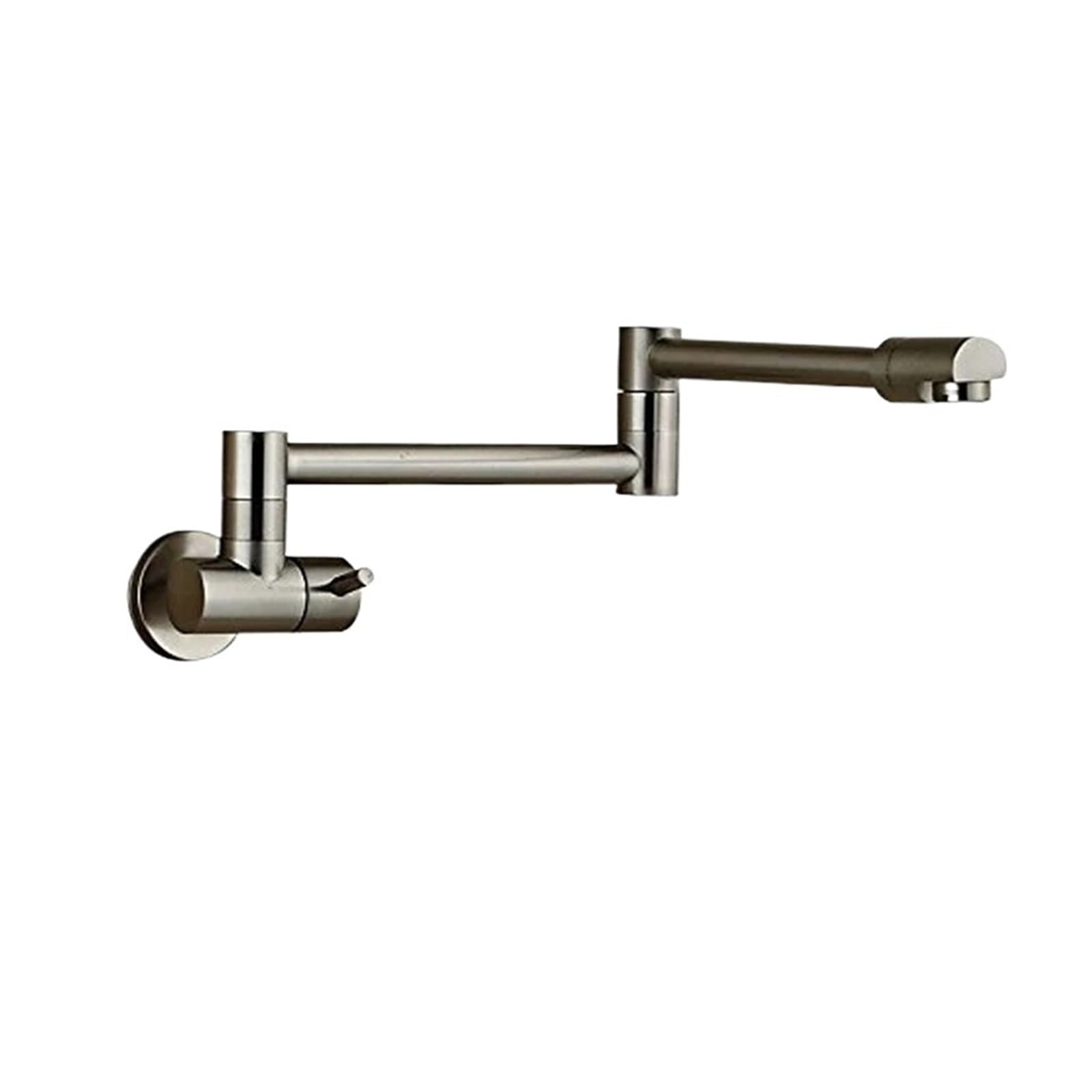 Ewsdsfs Brush Nickel A Pot Filler Kitchen Sink Faucet Double Joint Spout Folding Stretchable Swing Arm Wall Mount Brass Single Hole One Handle Tap(Brush Nickel A)
