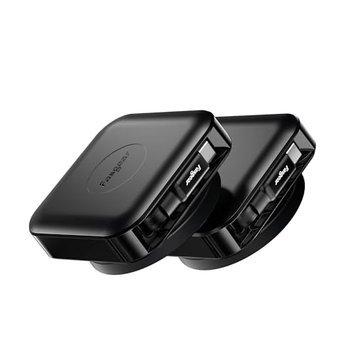 Fasgear Câble USB C rétractable Rotation à 360° sur table 60 W PD/PPS USB C 2.0 - Pour iPhone 16 15 Pro Max/i-Pad Pro/Mac-Book/Sam sung (2 Noir, 1.4m)