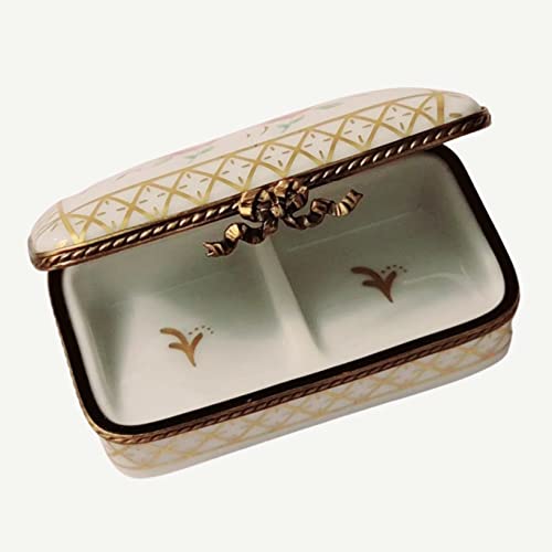 Stamp Holder Box Gold Porcelain Limoges Trinket Box #TOP1