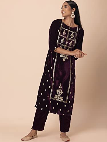 Image of Indya Women's Polyester Regular Fit Casual Kurta